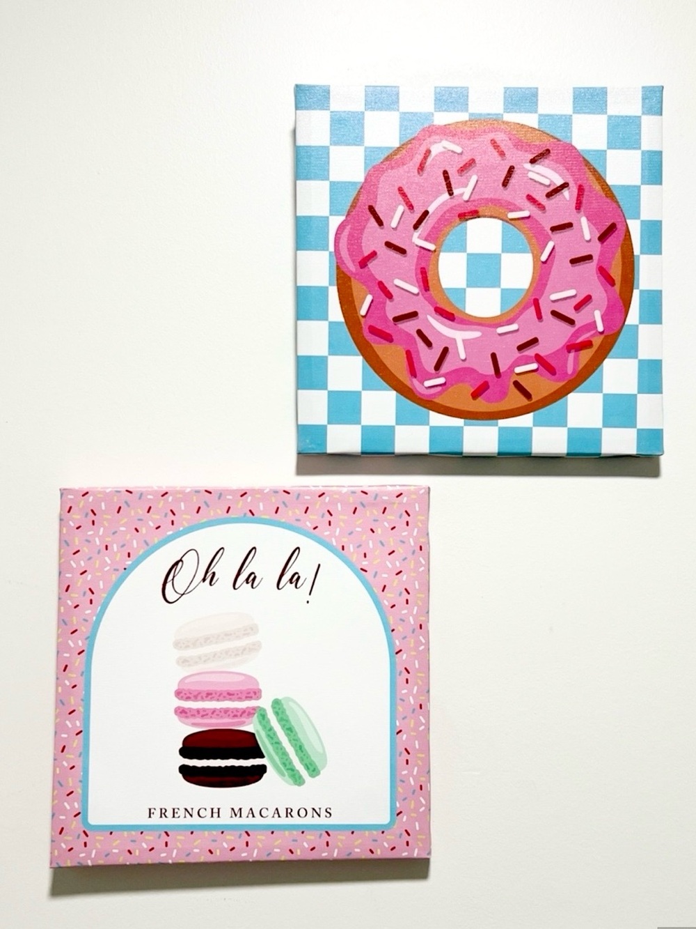 Pink Donut & Macarons Canvas Wall Decor